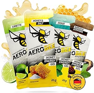 AEROBEE Energy Gel Classic - Probierpaket 4x26 g [100% Natürliches Energie Gel aus Honig ...